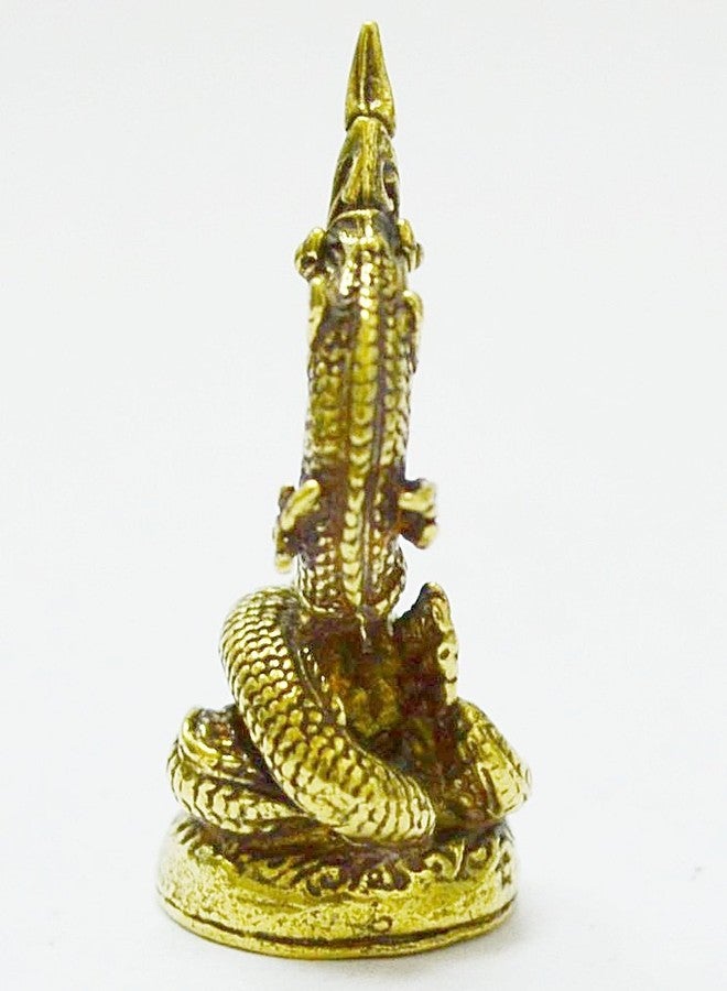 WitnyStore Tiny 1¼" Brass Buddha Staute Power Naga Mini Statue Animistic Fertility Symbol Traditional Thai Belief Amulet Miniature Collectible Figurines - Image 3